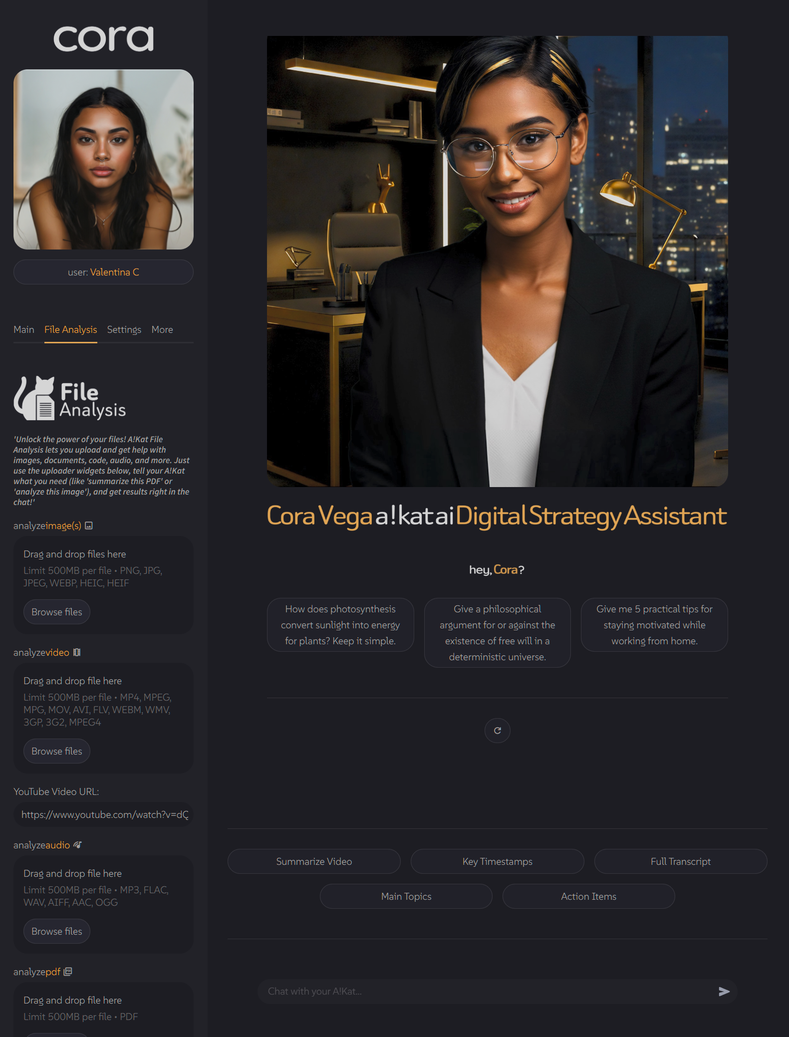 Contextual Suggestion Buttons UI featuring Cora Vetra